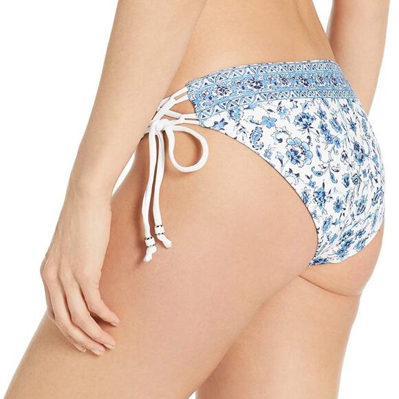 SHOSHANNA SWIMWEAR Women's Blue/White Chambray Paisley Floral Swim Bottoms sz XL - Picture 4 of 5